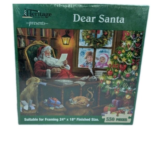 New sealed Heritage Jigsaw Puzzle Dear Santa 550 pieces 24" x 18" - Picture 1 of 9
